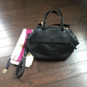 Tory Burch Half Moon Satchel / Crossbody - Black